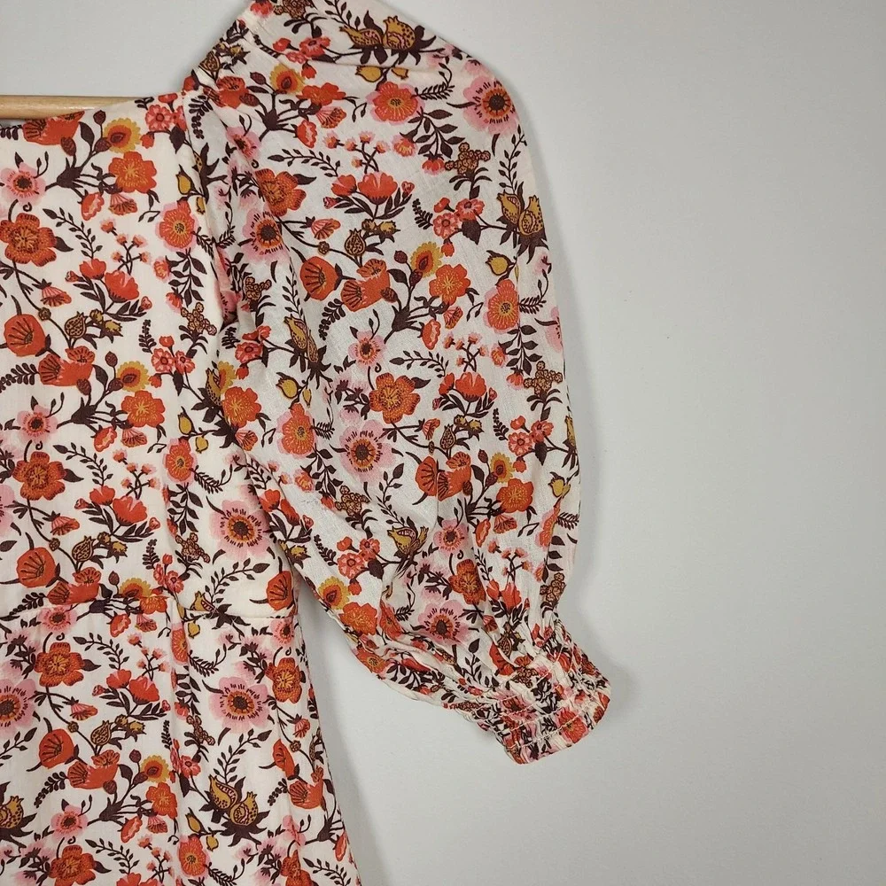 Fall Dress Toddler Girls Orange Pink Brown Floral Bohemian